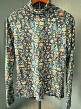 Peruvian Connection Floral Pima Cotton Turtleneck Size EXCELLENT CONDITION
